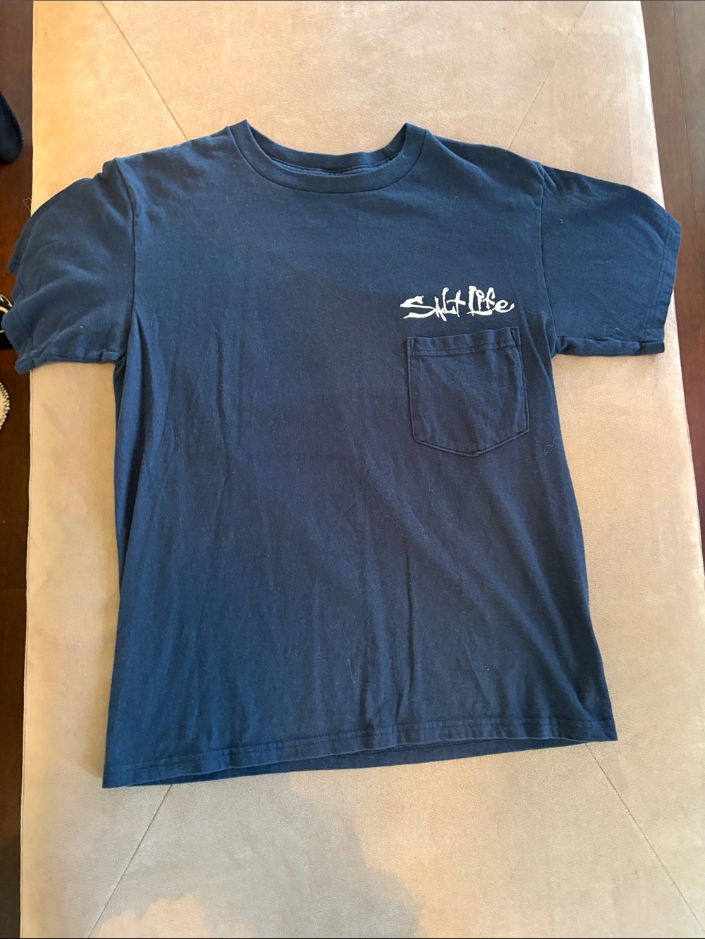 Salt Life Short Sleeve Pocket Tee in Navy with White Logo